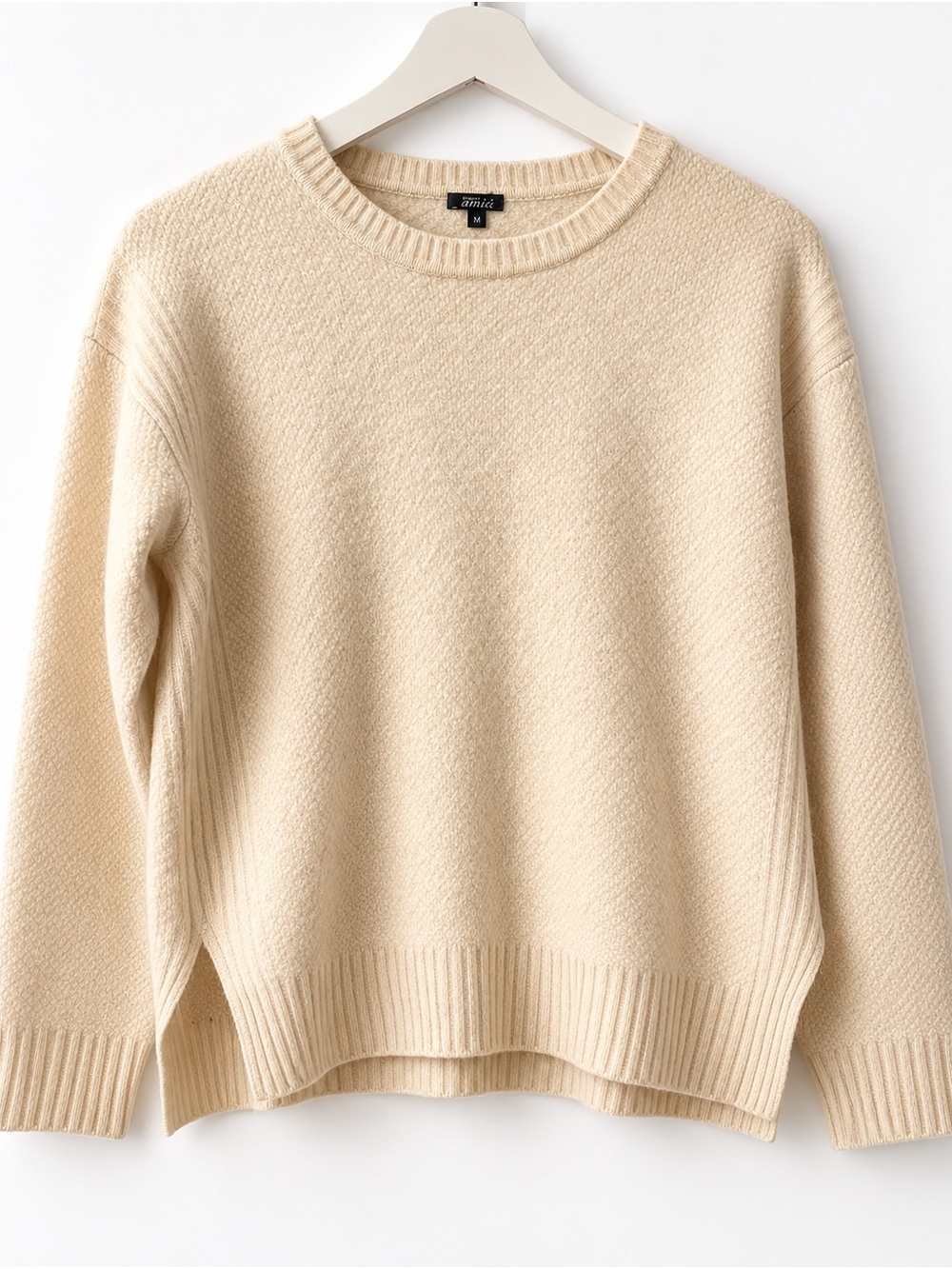 100% Cashmere Cream Crewneck Sweater
